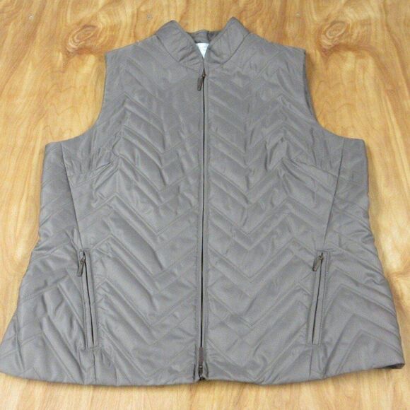 JH COLLECTIBLES Quilted Taupe Vest Size XL Padded Full Zip Closure Puffer Gilet - Picture 1 of 12